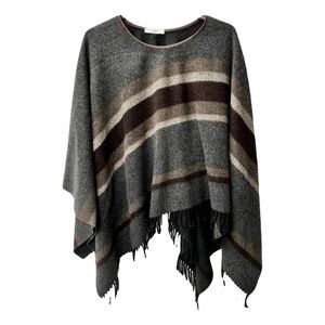 Sandro Gray and Brown Striped Poncho
